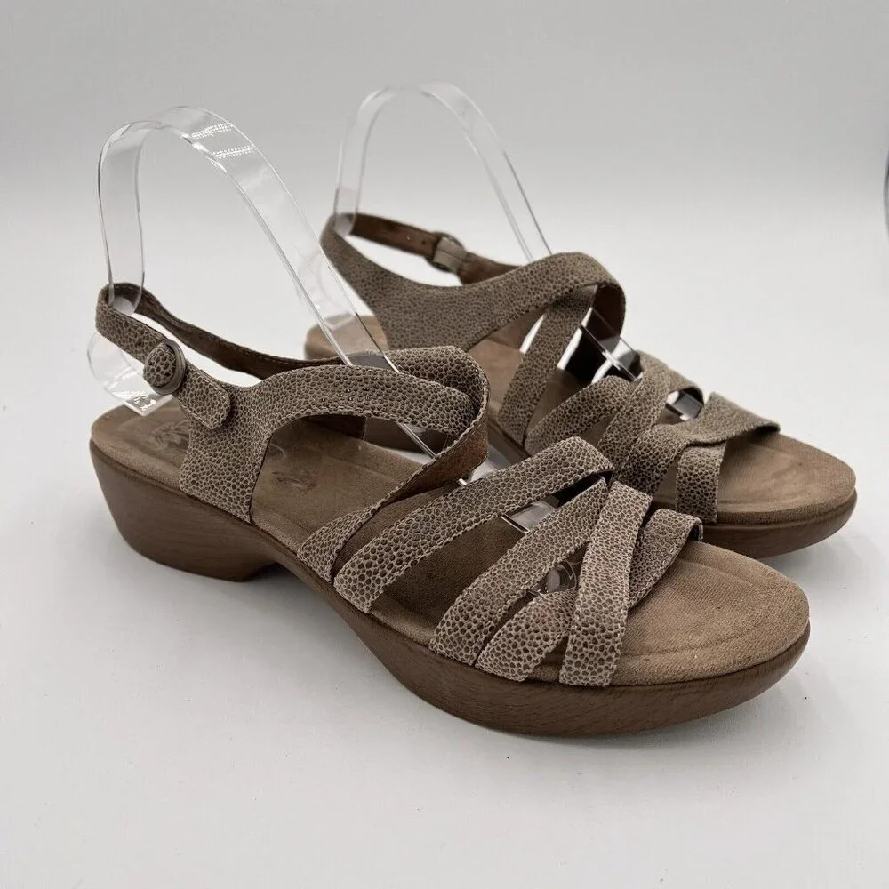 Dansko Women’s Strappy Sandals 40(9.5-10)‎ Pebble LeatherTan Summer Ankle Strap